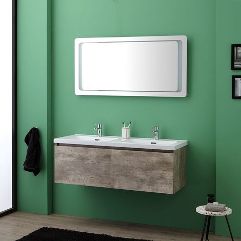 Mueble Con Cajones Para Baño 120Cm Y Espejo Led Touch  Madrid