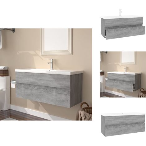 Meuble lavabo avec bassin intégré Sonoma gris Bois d'ingénierie - Meuble Lavabo - Meuble Salle De Bain - Vanity Unit - Meubles De Salle De Bain - Design Moderne (1/5)