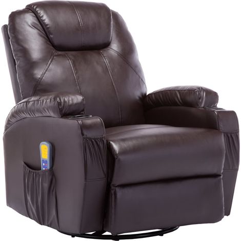 Sillón de masaje eléctrico mecedor cómodo y relajante material sintético marrón 1702039 (1/5)