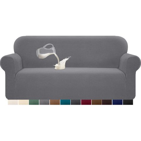 Granbest Housse de canapé Stretch imperméable en Spandex Jacquard avec Mousse antidérapante (3 Places, Gris) (1/5)
