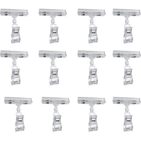 Set di 12 porta etichette, cartellini prezzi da supermercato, in plastica trasparente, per scaffali di negozi e magazzini, cartellino promozionale, 10,5 x 8 cm (1/5)