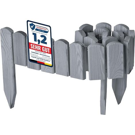 Recinzione da giardino in legno con bordo - Lunghezza: 100 cm (Grigio, Altezza: 10 cm) (1/3)