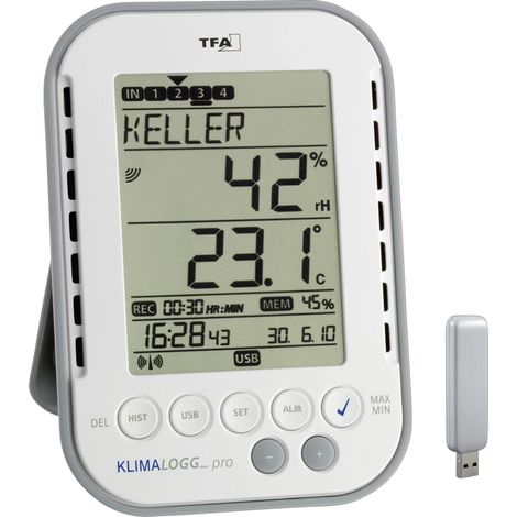TFA Dostmann 30.3039 Termometro Igrometro Grigio Bianco