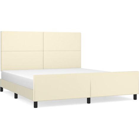 Maison Exclusive - Cadre de lit avec tête de lit Crème 160x200 cm Similicuir
