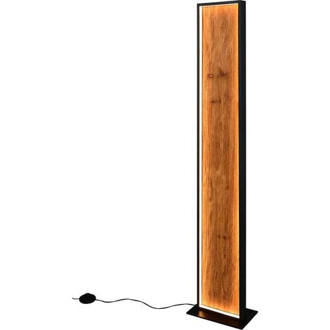 Stehleuchte Standlampe Wohnzimmerleuchte LED Holz dimmbar Fußschalter H 120 cm (1/5)