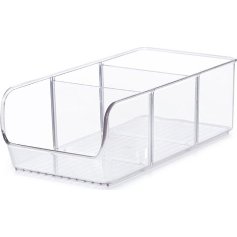 Boîte de rangement alimentaire avec 2 séparateurs amovibles, en plastique transparent, pour ranger épices, boissons et en-cas dans la cuisine. Boîte de rangement empilable. (1/5)