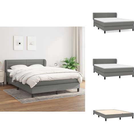 Boxspringbett mit Matratze Dunkelgrau 140x200 cm Stoff - Boxspringbett - Doppelbett - Bettenrahmen - Schlafsystem - Massivholzbette (1/5)