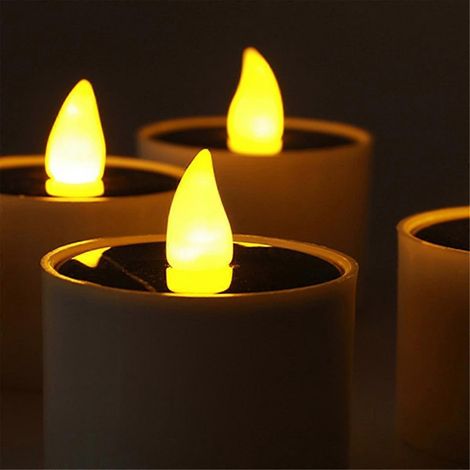 Bougies solaires LED étanches sans flamme, rechargeables, pour l'extérieur, idéales pour la décoration de mariage et de jardin. (1/5)