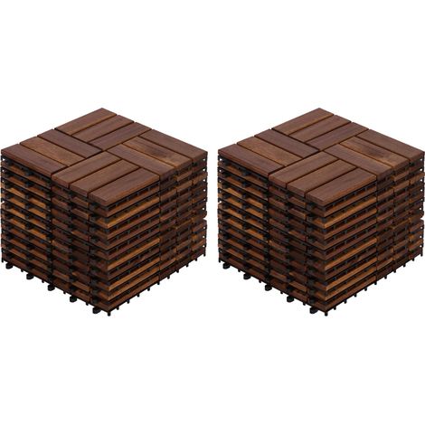 Losetas de terraza encajables de madera de acacia, 30 x 30 cm, 22 piezas, marrón DESVIAE (1/5)