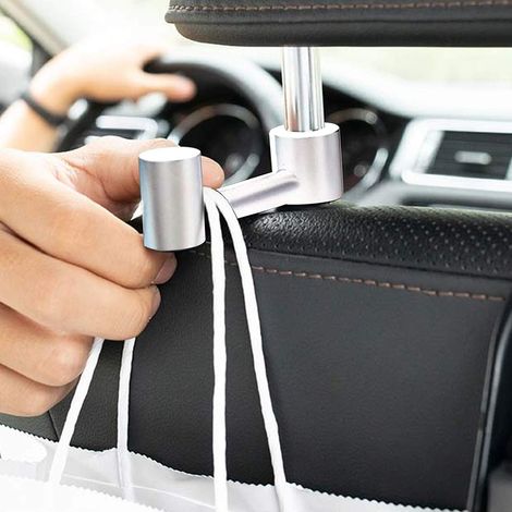 Multifonctionnelle Crochet Pour Appuie-tête De Siège De Voiture, 360 ° Rotatif Caché, 1 Crochets D'appui-tête De Voiture En Alliage D'aluminium, Compact Et Solide, Super CapaCôté De Charge-Fei Yu (1/3)
