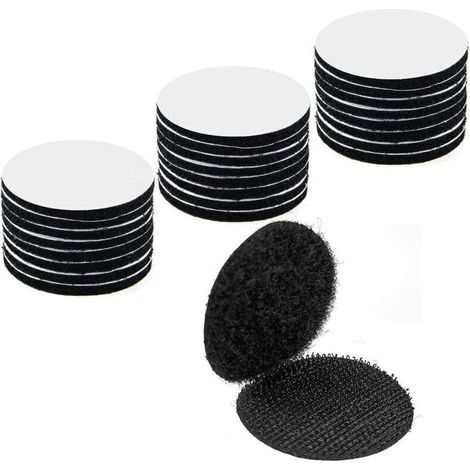 30Pièces Noir Scratch Autocollant Double Face,Bande Auto-Adhésif, Adhesif Double Face Extra Fort, Rond (5 x 5cm) (1/4)
