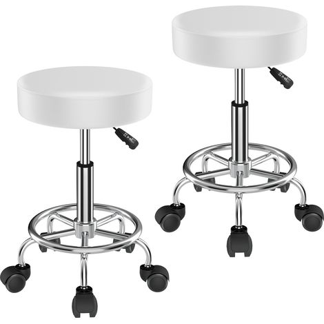 Lot de 2 Tabourets Pivotants Multi-Usage (Coiffure/Bureau/Étude) – Hauteur Réglable 49-94cm avec Repose-Pieds – Cuir Synthétique Facile à Nettoyer – 200kg Charge Max (1/5)