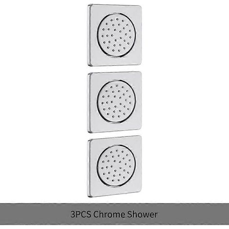 Pommeau de douche massant en laiton doré rose, pommeau de massage latéral pour baignoire SPA, pommeau de douche corporel, ensemble promotionnel carré chromé noir 3 pièces (1/5)