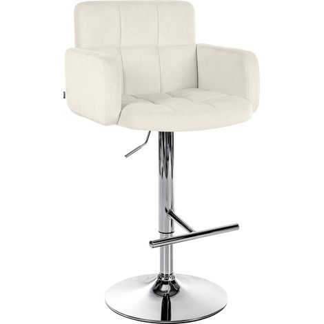Tabouret de Bar Los Angeles en Velours Crème Chrome (1/5)