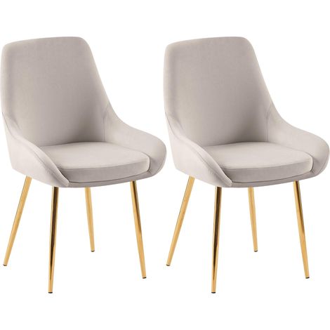 Conjunto de 2 sillas de comedor de diseño moderno elegantes y cómodas en terciopelo gris con estructura de metal dorado 100007690 (1/5)