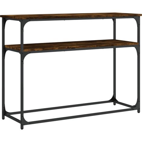 Table console，Table d'appoint，Bout de canapé，Meuble d'entrée chêne fumé 100x35,5x75 cm bois d'ingénierie