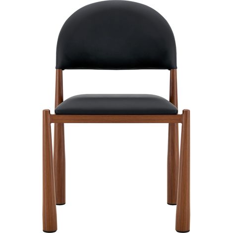 Set di 2 sedie da pranzo imbottite in PU nero con gambe metalliche, 80 cm (1/5)