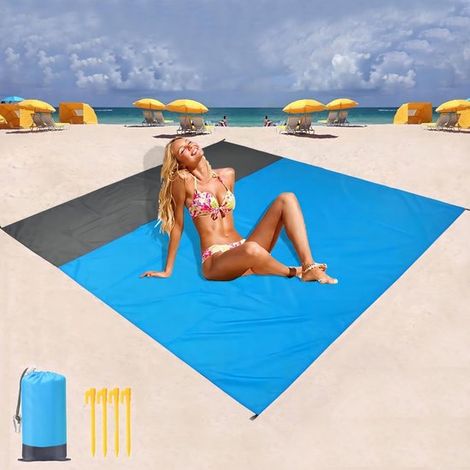 Manta de picnic impermeable，210 x 200 cm，esterilla de playa portátil para viajes，vacaciones y más. Esterilla de playa con respaldo (1/5)
