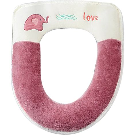 Couvre-siège De Toilette - En Coton Tricoté Élastique - Adapté Sièges Ronds Et Rectangulaires - Lavable En Machine - Lot De 2 (1/5)