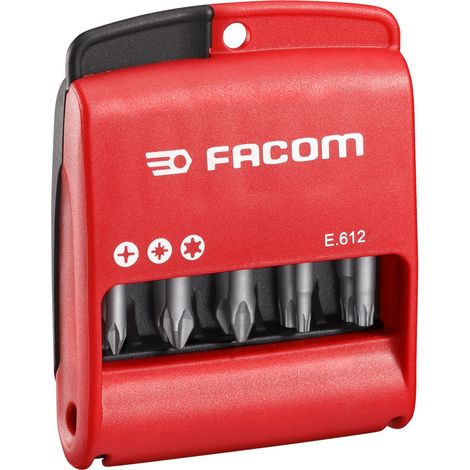 Facom – Jeu de 10 embouts de 50 mm à gorge 1/4" – 3 embouts Phillips, 3 embouts Pozidriv, 4 embouts Torx – Étui compact en polyamide (1/3)
