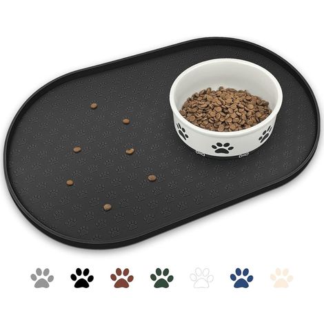 Futternapf-Unterlage, rutschfest, wasserdicht, schwarz, für mittelgroße und kleine Hunde und Katzen