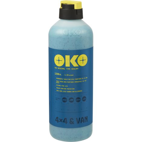 Flacon D'anti-crevaison Préventif Et Curatif Oko Bleu - Vl. 1,25 Litre Avec Outil De Démontage De Valve Et Flexible De Remplissa