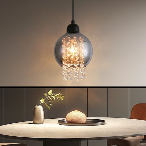 GBLY suspension - lampe suspendue pour salon, verre de lampe de salle à manger, noir, chambre à coucher, E27 suspension moderne, lampe pendante en cristal pour cuisine (sans ampoule)