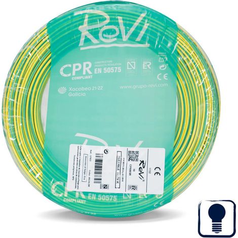 Cable Electrico 1,5 mm2 Verde/Amarillo 200 m  Hilo PVC  Cable para Iluminacion (1/5)