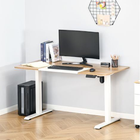 Elektrischer Schreibtisch 140x70x72-116 cm Weiß aus Eisen höhenverstellbar (1/5)