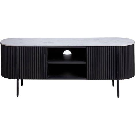Made In Meubles – Meuble TV en métal et marbre blanc – Dimensions 150 x 41 x 55 cm – Montage simple – Poids 59 kg pour un usage durable (1/5)