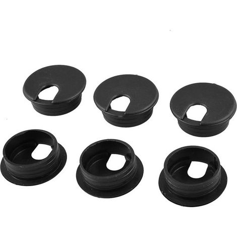 Gaines pour câbles - Lot de 6 - Organisateur de câbles - Cache-câbles - Couvercles en plastique avec ouvertures - Joint d'étanchéité anti-poussière - Noir (1/5)