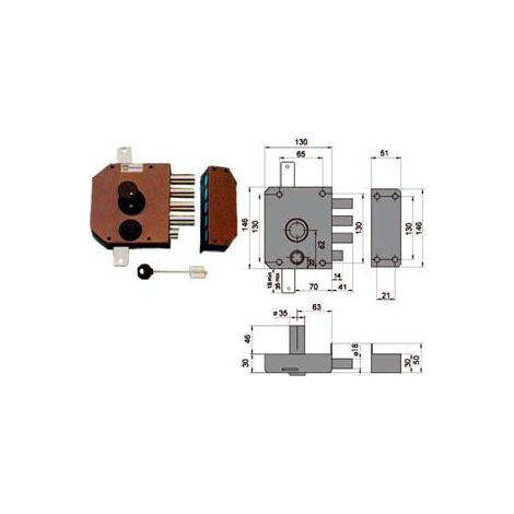 SERRATURA TRIPLICE DA APPLICARE CON SCROCCO DOPPIA MAPPA 20530  mm.60 DX (20530VDDMX)    MOTTURA