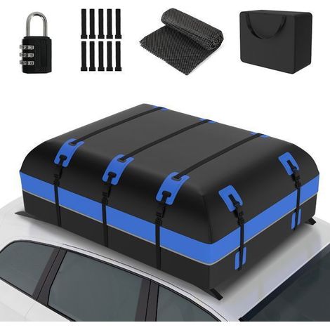 1 Coffre de Toit Voiture, 600 L, Étanche et Résistant aux Intempéries, Sac de Toit pour Voyage, Noir