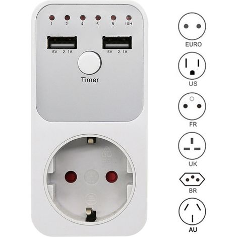 16A/3680W USB, Prise de minuterie Compte à rebours numérique Intelligente Minuterie Sortie programmable (1/5)