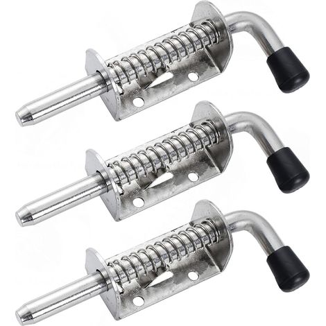 Loquet à ressort en acier au carbone, boulons à ressort en acier au carbone, loquet à ressort, boulons à ressort en acier au carbone pour porte de garage, abri de jardin, cour (10 x 128 mm)