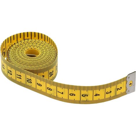 Mètre ruban couturier 300cm PVC jaune double face bout métallique couture mesure corps (1/5)
