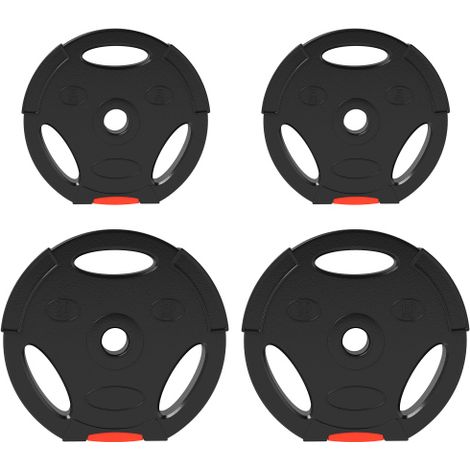 Set di 4 manubri, 2 pesi da 5 kg/10 kg, set di dischi, dischi per bilancieri da 2,5 cm, foro Ø 30 mm, neri, in loco (1/5)