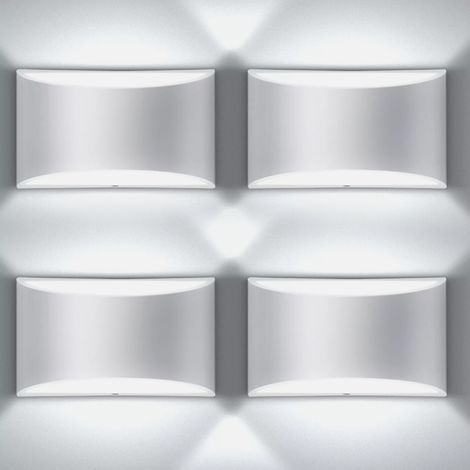 Appliques murales LED modernes, ensemble de 4 appliques murales blanc froid 6000K, applique murale haut et bas 7W, applique murale d'intérieur (1/5)