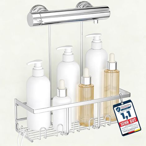 Étagère de douche sans perçage suspendre pour robinet, argent (1/5)