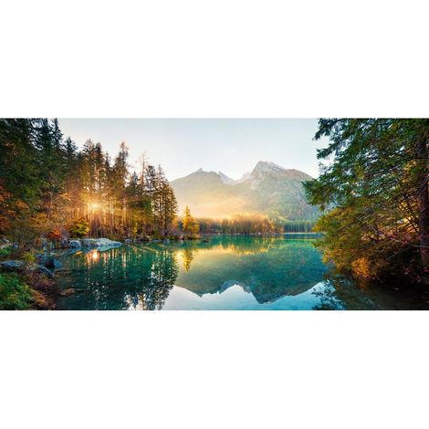 Tableau sur verre synthétique hintersee lake 65x145 cm - Impression sur Verre synthétique - Image HD  imprimée sur Verre synthétique - Tableau mural décoratif - Fabriqué en France