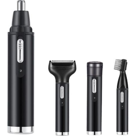 4-in-1 Nasenhaartrimmer – Nasenhaartrimmer – Herren-Nasenhaartrimmer – Elektrischer Trimmer – Augenbrauentrimmer – Für Augenbrauen, Nasenhaare, Koteletten und Rasur – Schwarz