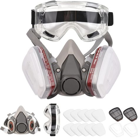 Respirateur réutilisable Demi-masque 6200 Masque à gaz Protection respiratoire Respirateurs avec lunettes de sécurité pour peinture Soudage à la vapeur organique Polissage
