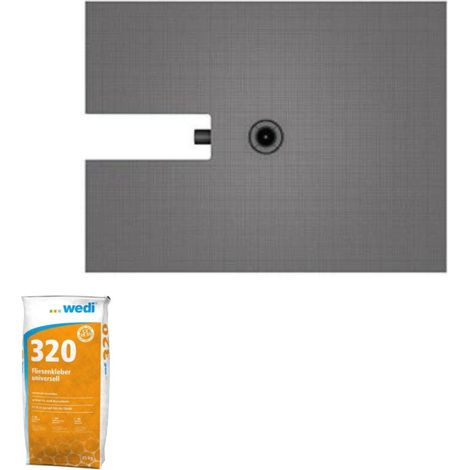 Receveur à carreler 120 x 90 cm Wedi Fundo Plano - ecoulement centre - sortie sur le petit cote + Wedi 320 (1/5)