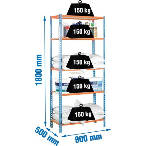 Simonrack Regal ohne Schrauben blau 1800x900x500 mm