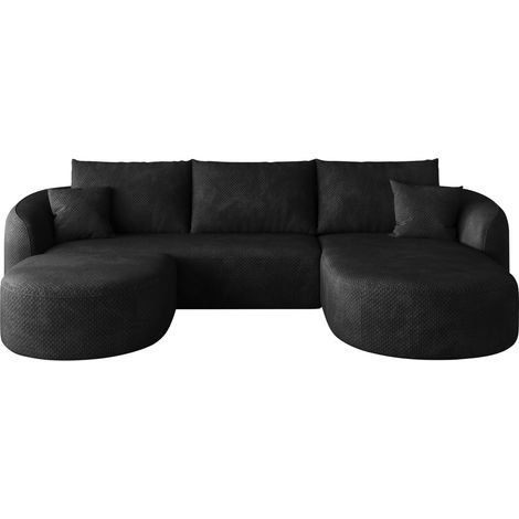 U-Ecksofa 266 cm aus schwarzem Stoff, modular, ohne Montage (1/5)