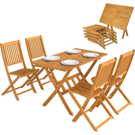 Ensemble de repas de jardin 5 pieces table et 4 chaises pliantes (1/5)