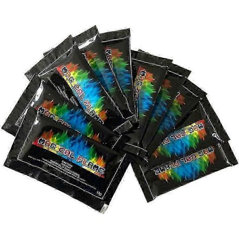 10 sachets de poudre non toxique à changement de couleur pour feux de camp feux de joie et cheminées avec des flammes éclatantesynal (1/5)