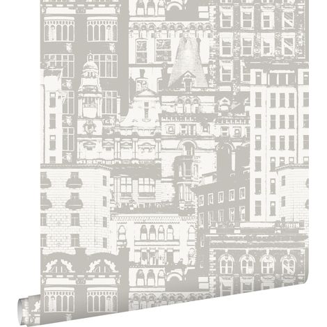 papier peint bâtiments beige  - ESTAhome