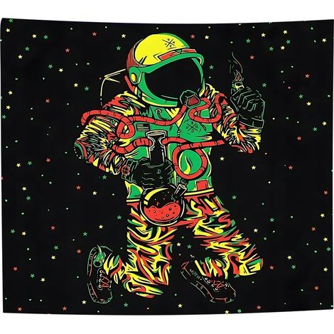 DECORACI脫N DE PARED UV PINTURA FLUORESCENTE TAPIZ REFLECTANTE 150cm Cosmonauta