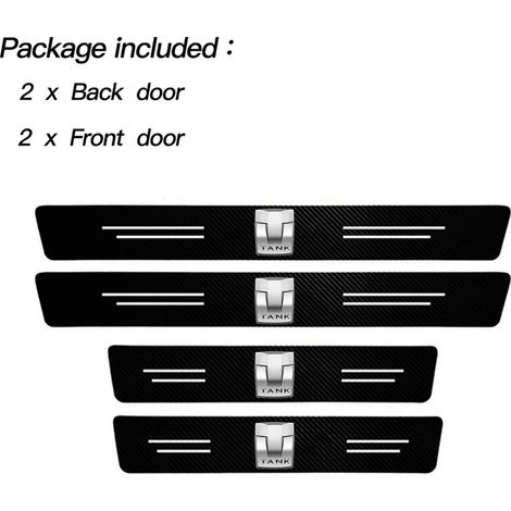 (4 pièces) Seuil de porte latéral autocollant en fibre de carbone pour voiture,protection anti-rayures,étanche,compatible avec les modèles Great Wall GWM WEY Tank 300 et 500 (1/3)